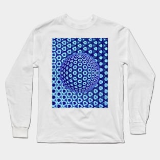 subtle shades of blue mosaic tiles over sphere Long Sleeve T-Shirt